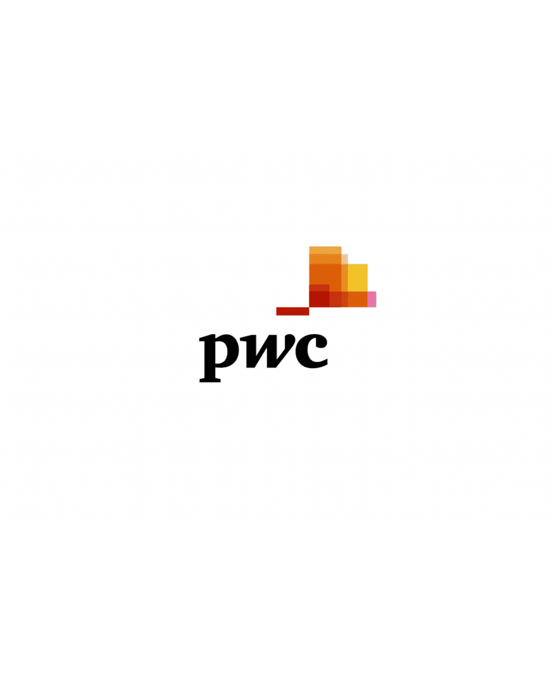 PwC logo: black text and a colorful, abstract block symbol.