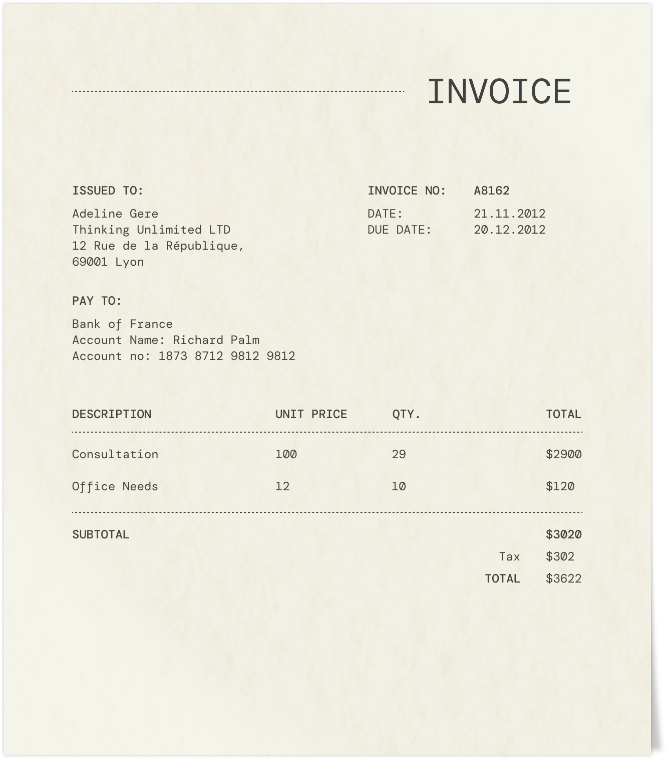 invoice tmf