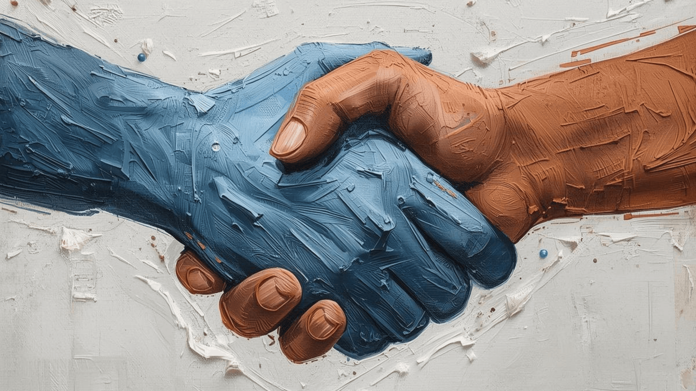 Handschlag, der Vertrauen und Vereinbarungen in Unternehmens-AI-Dienstleistungsvereinbarungen symbolisiert