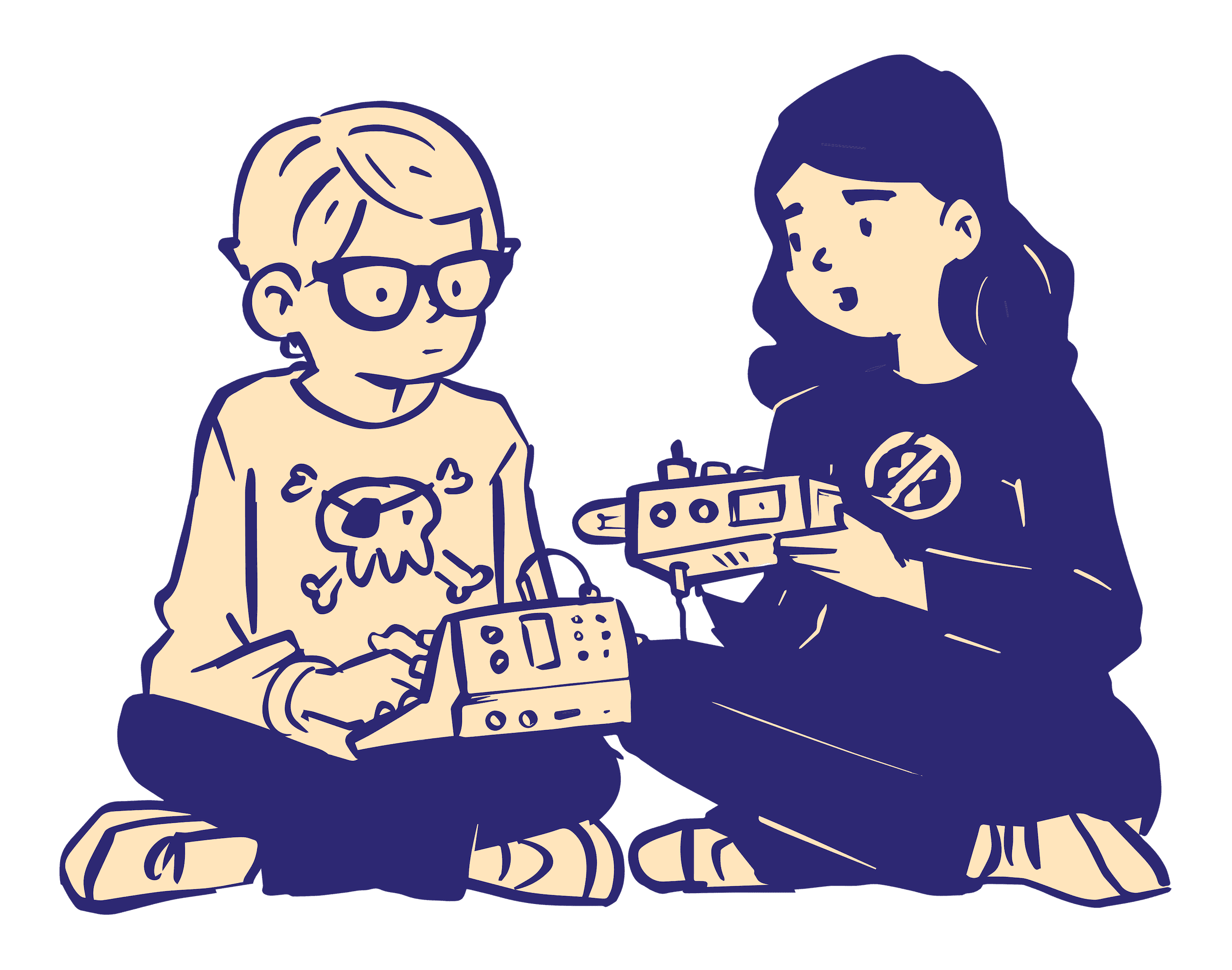 Illustration of People Running Calculations