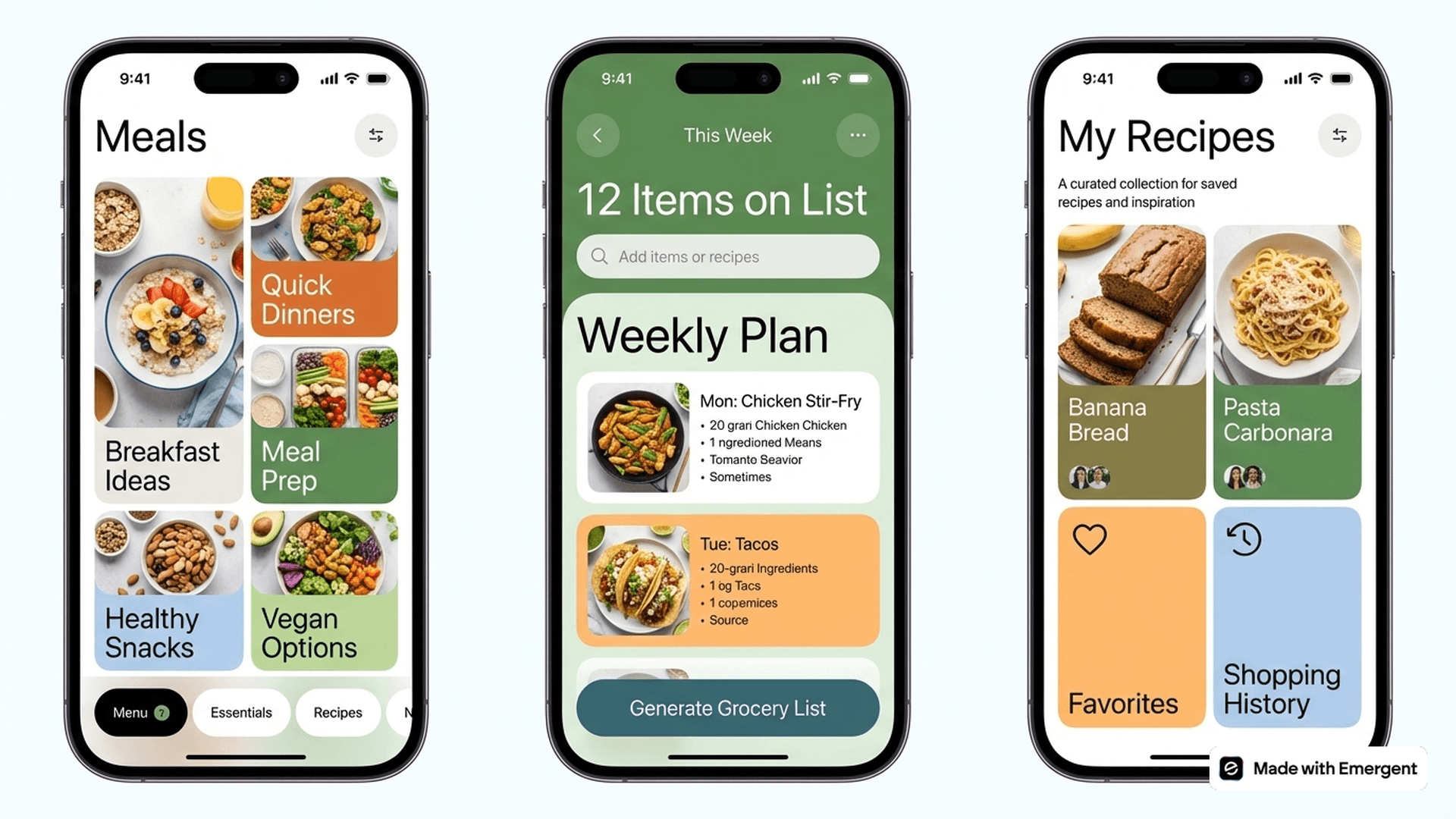 Meal Plan Grocery List App Made with Emergent