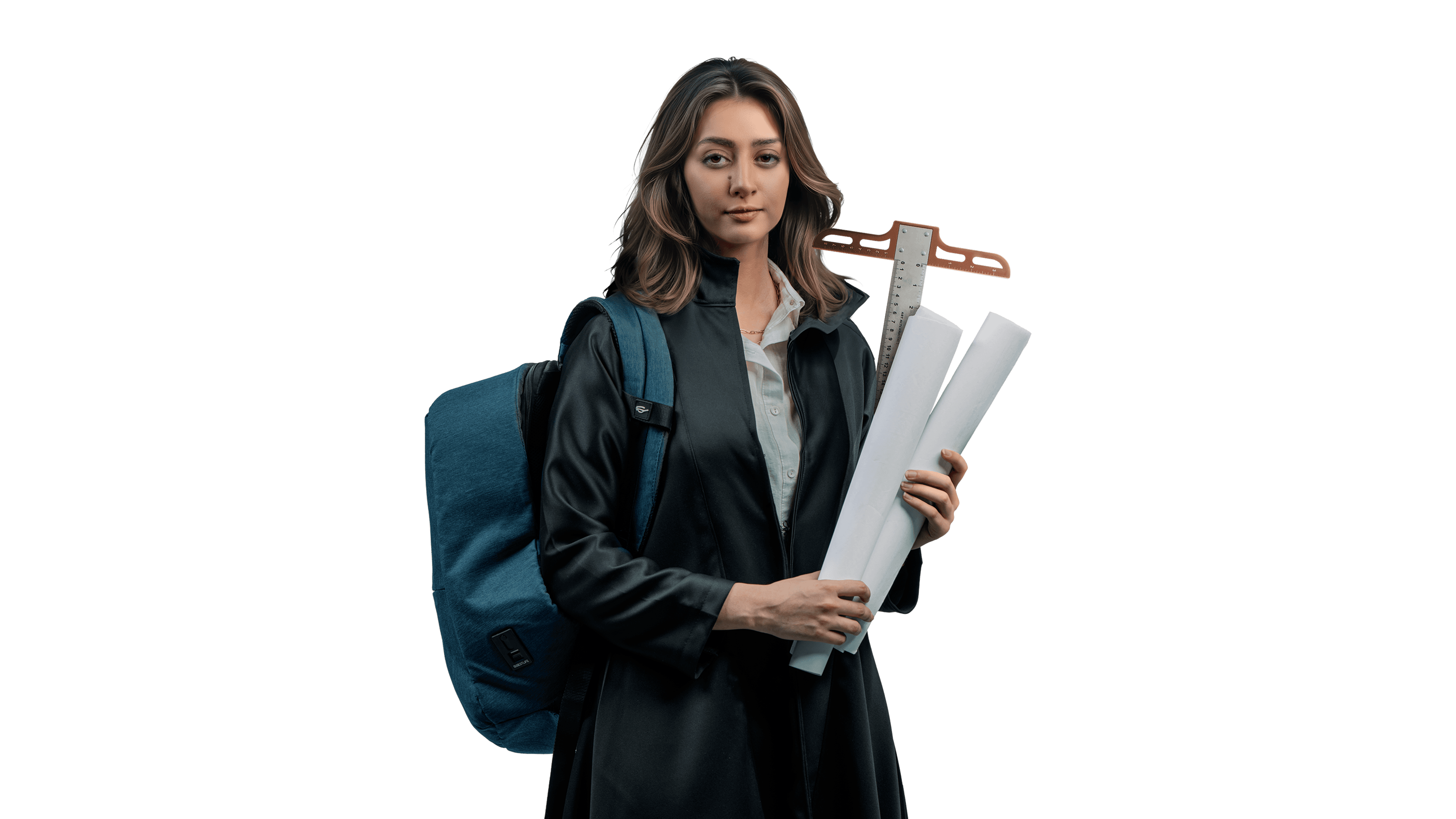 طالبة تحمل خوذة مهندسين مرتدية الزي الرسمي للمدرسة