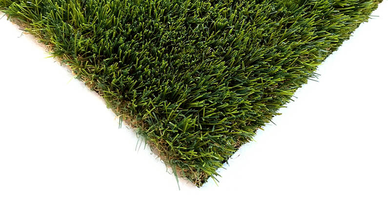 This AGL grass swatch's primary fiber color is dark olive, and the taupe thatching gives it a rich, deep green look.