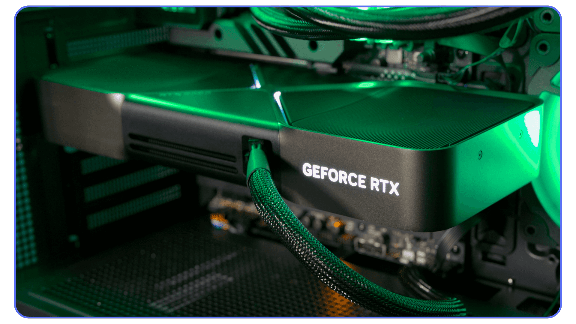 High-end graphics card inside a workstation used for video editing and high bit depth color processing