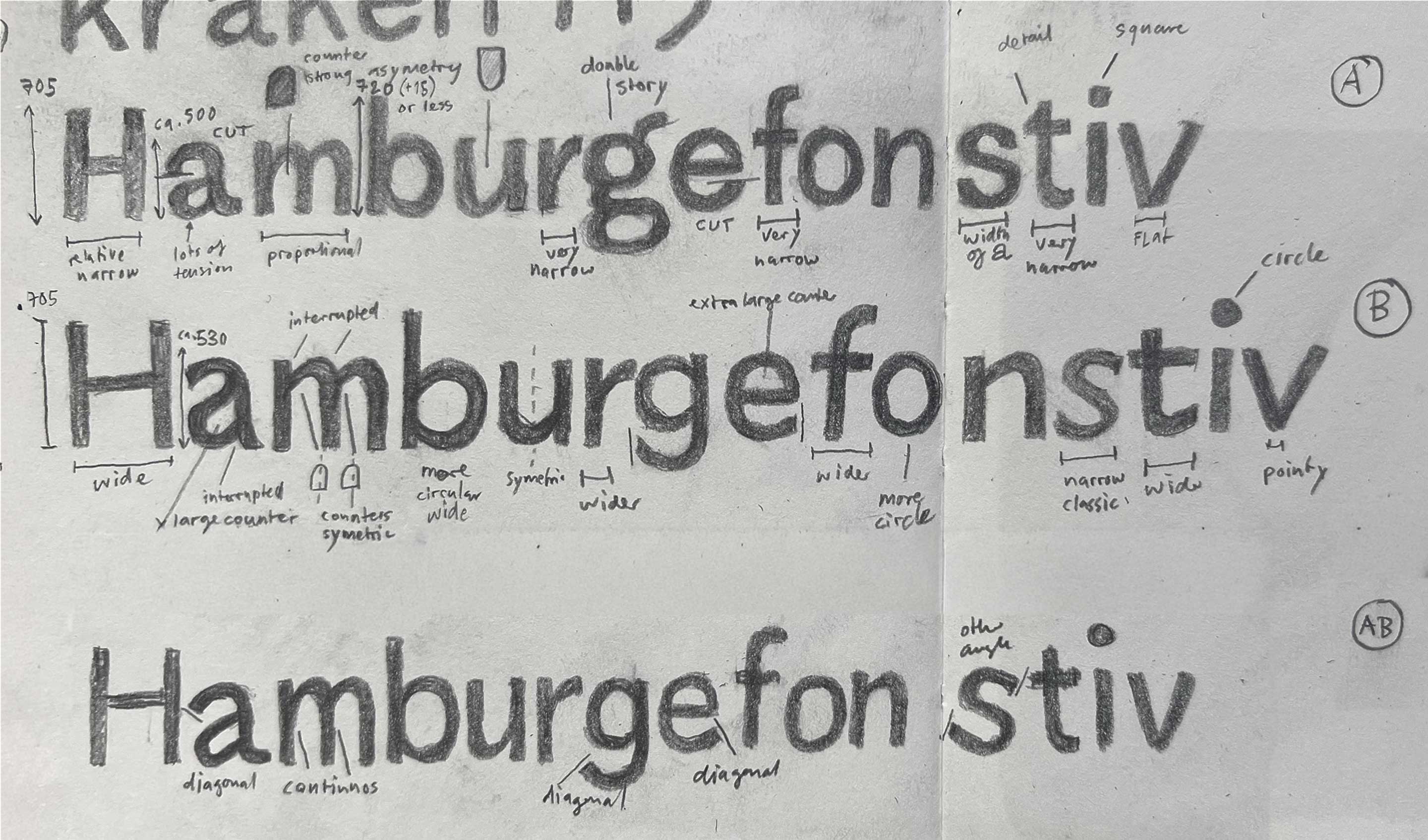 The process in practice. Version A leaned more engineered, version B more human. The direction we committed to pulled from both — the mathematical precision of A with the rounded inner corners and momentum of B. The duality of "Engineered for Ambition" was decided before the final letterforms were.