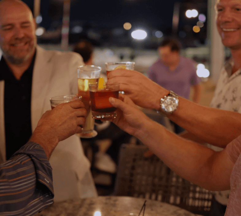 corporate event, colleagues cheersing