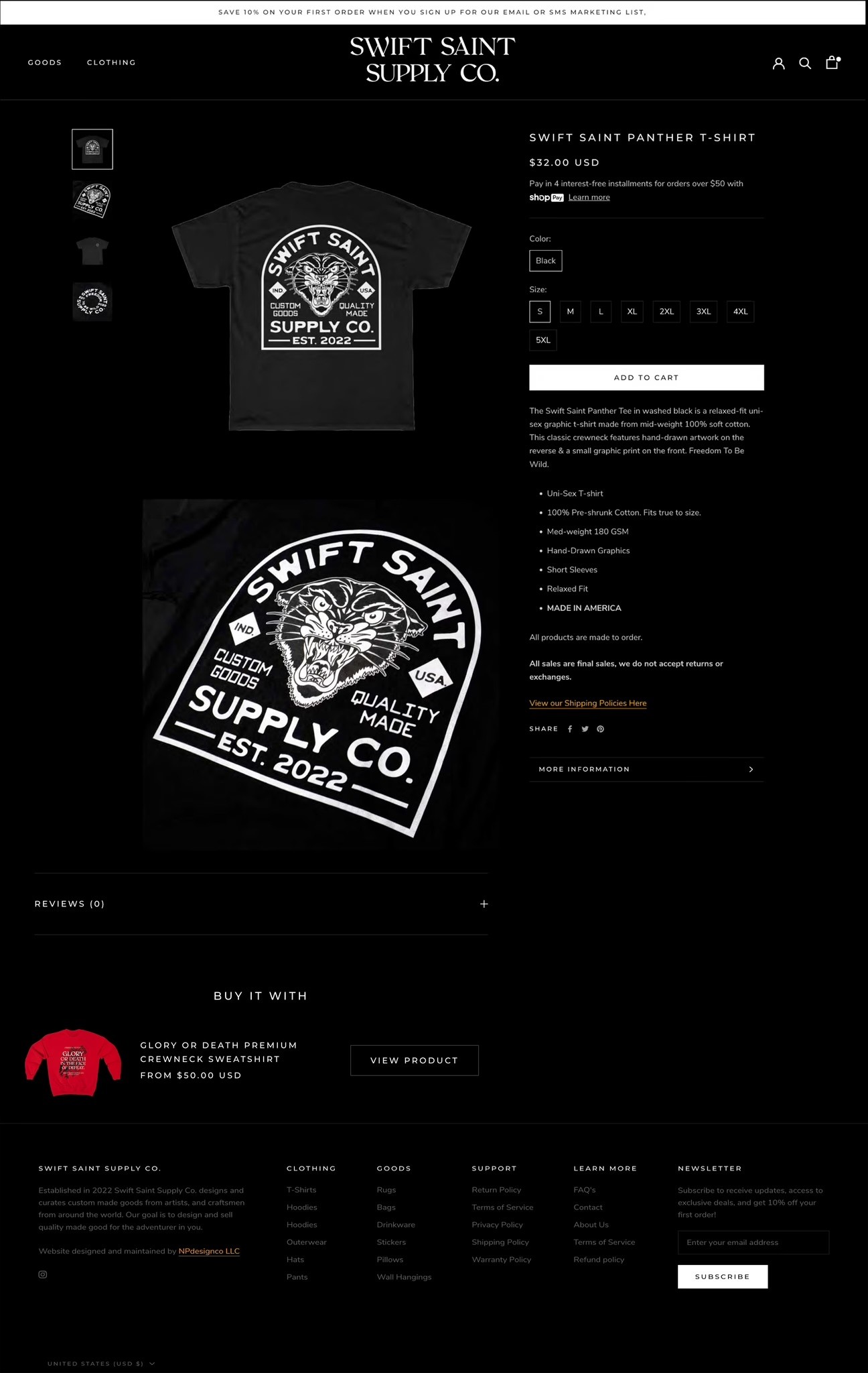 Swift Saint Website Product Page