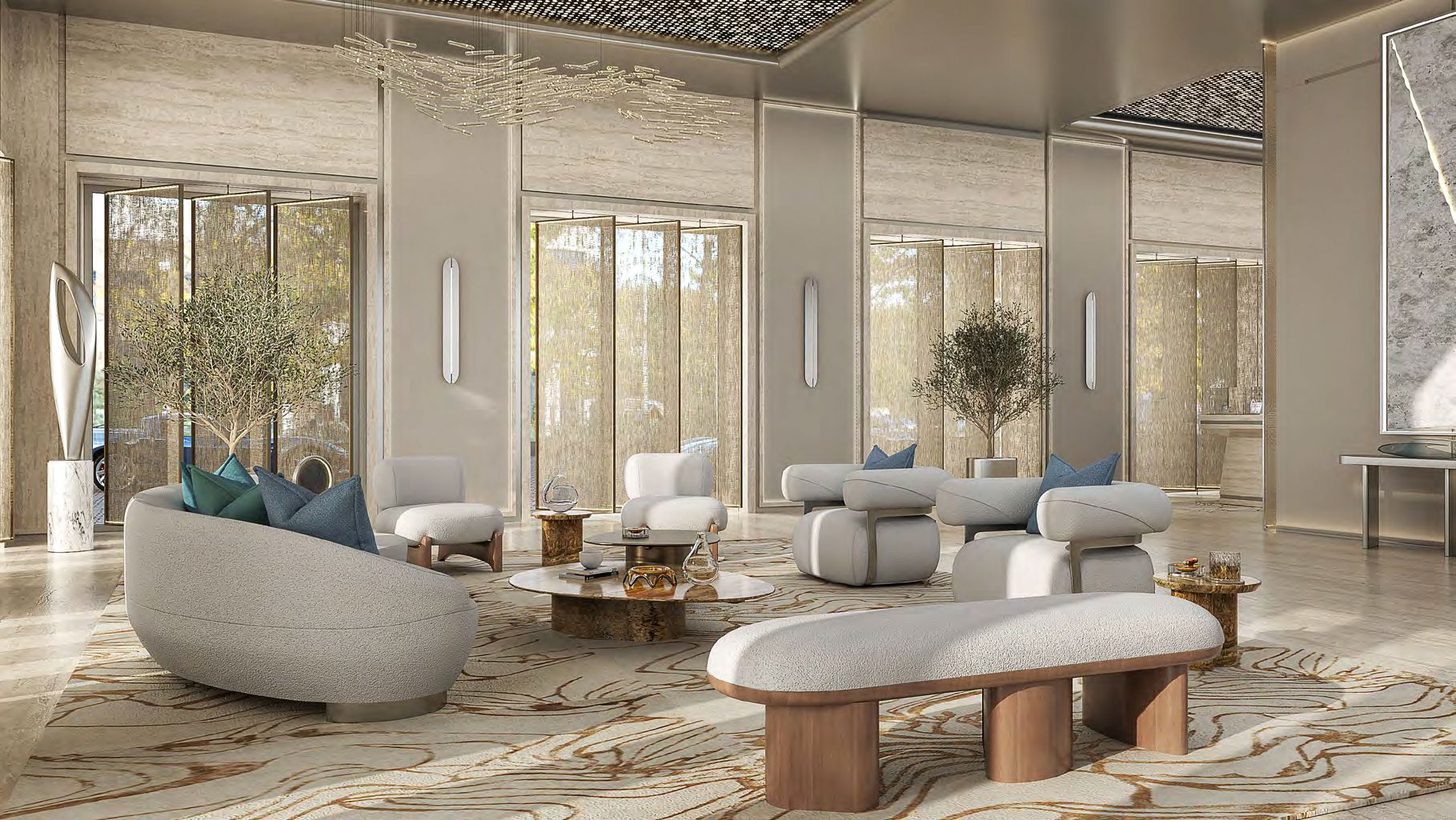 Elegant lounge and seating area in Ash Tower. Luxury interior styling showcased by your real estate agent.
