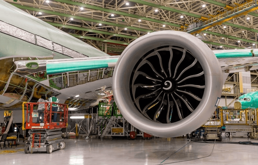 Boeing’s 777x jet engine, complete with GE Aviation-3D printed parts.