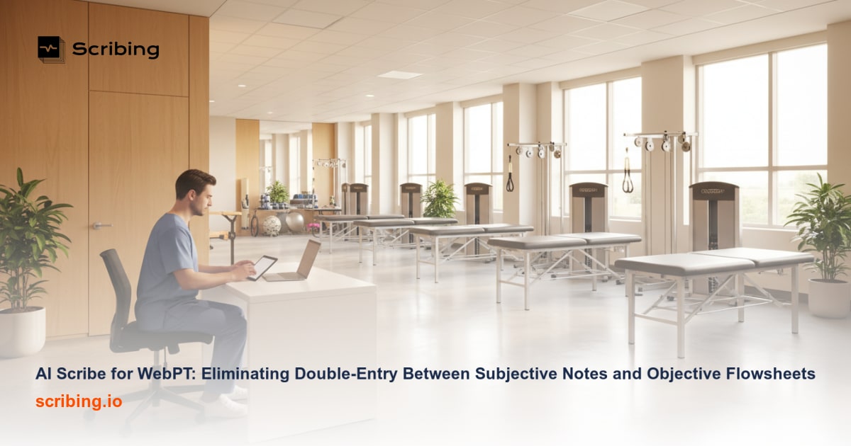 Corporate illustration representing AI scribe technology integrated with Epic EHR clinical documentation workflow