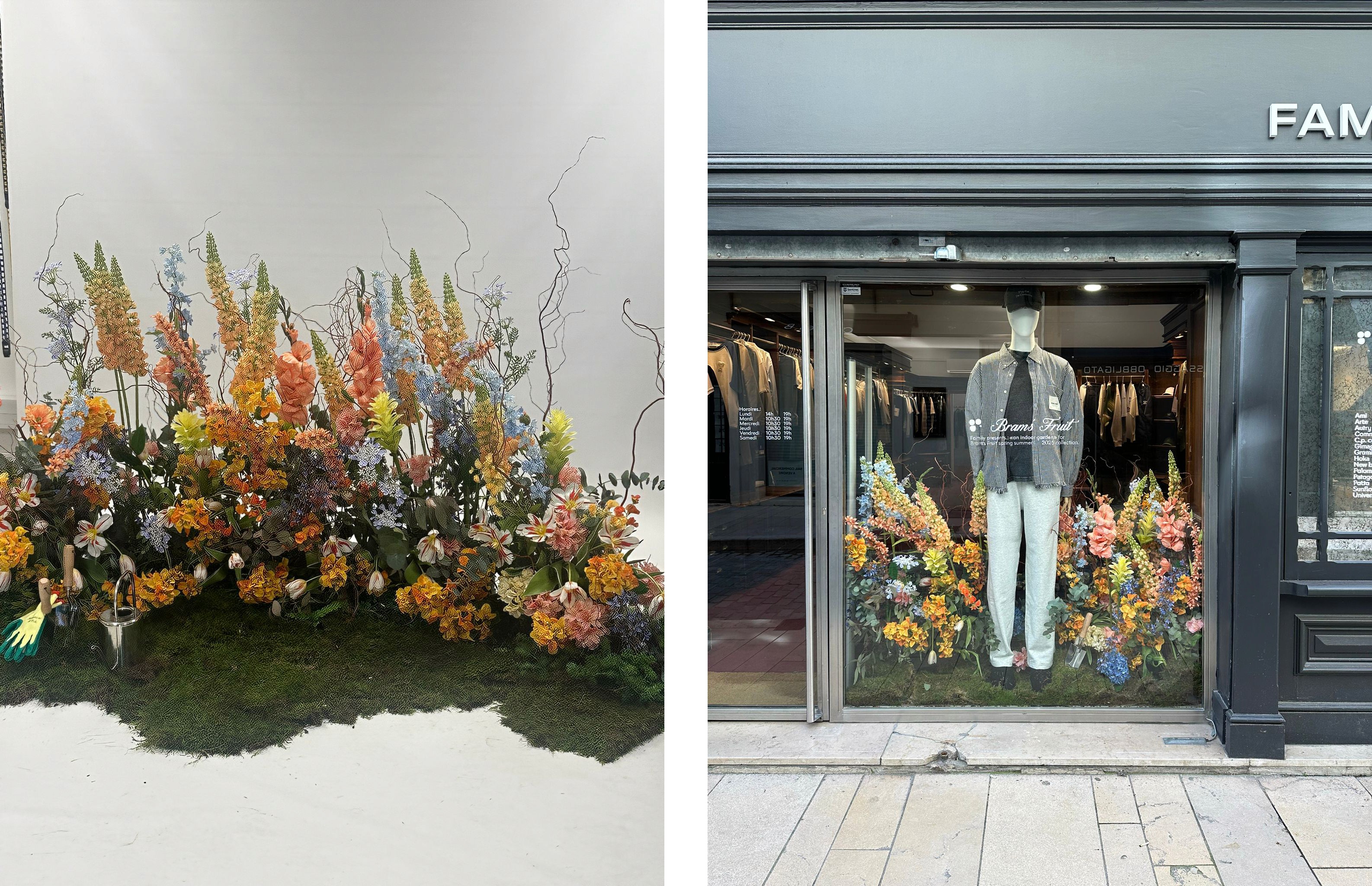 Parterre de fleurs et vitrine Bram's Fruit