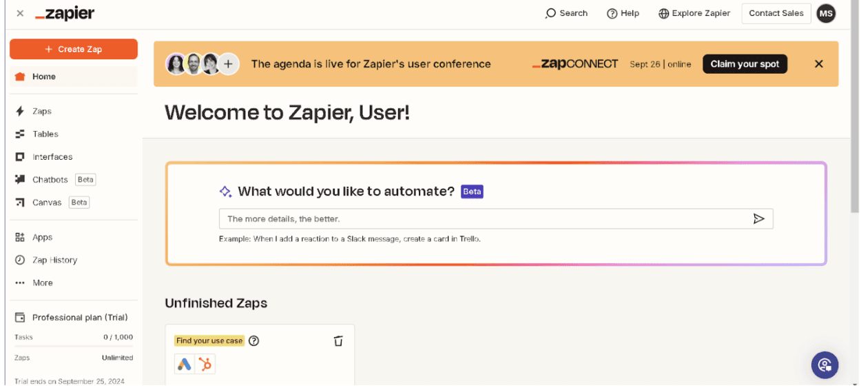 Creating a Zapier Account: