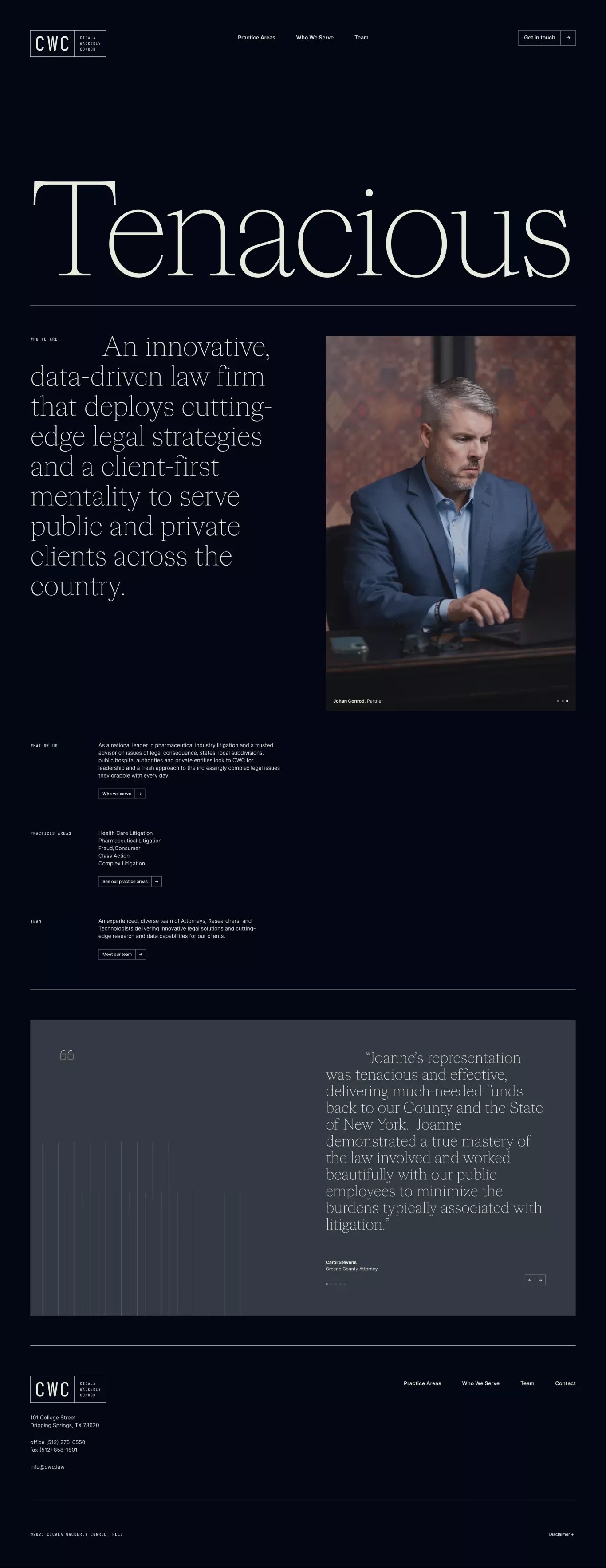 Cicala Wackerly Conrod, PLLC landing page website screenshot