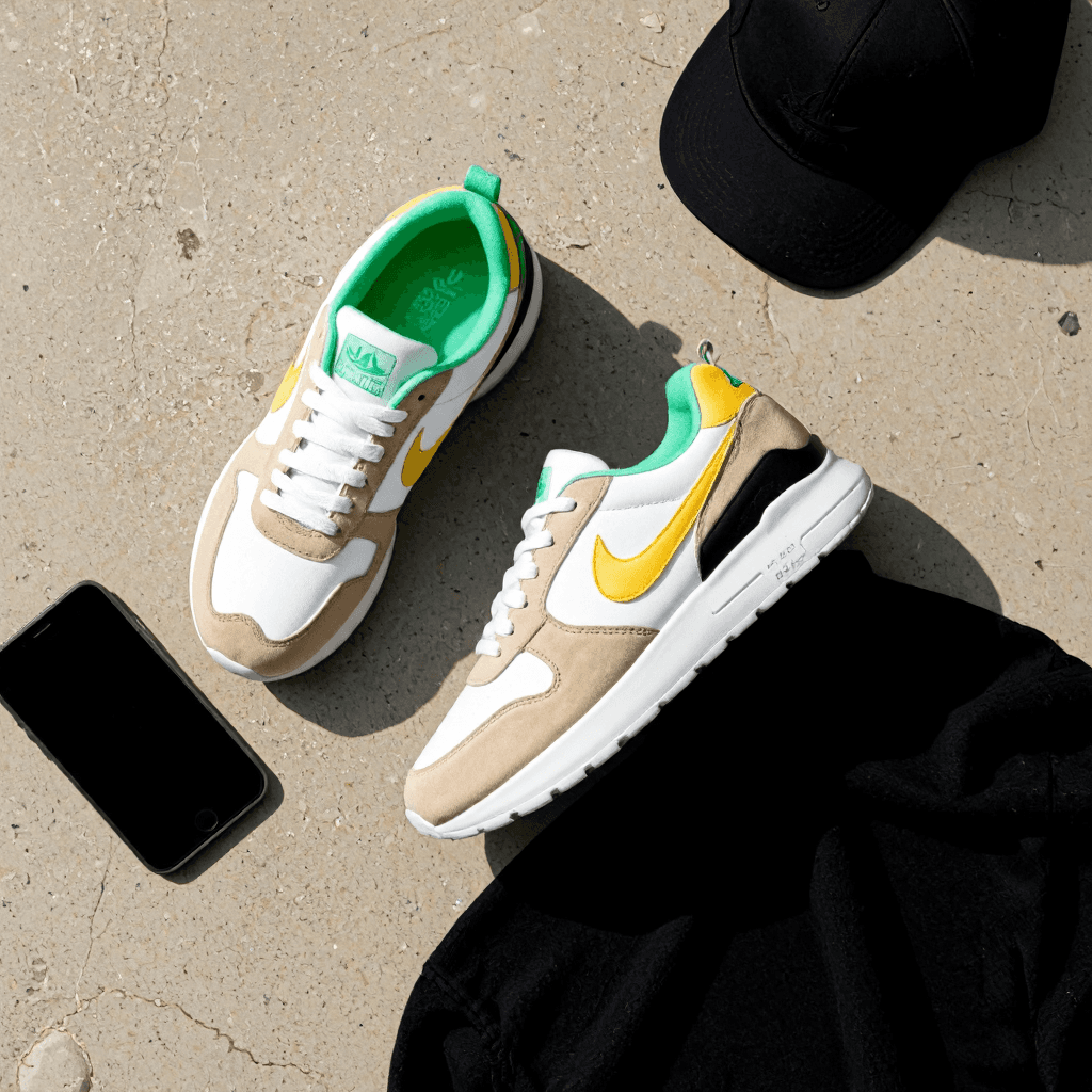 product photography of a pair of athletic shoes designed for performance and style