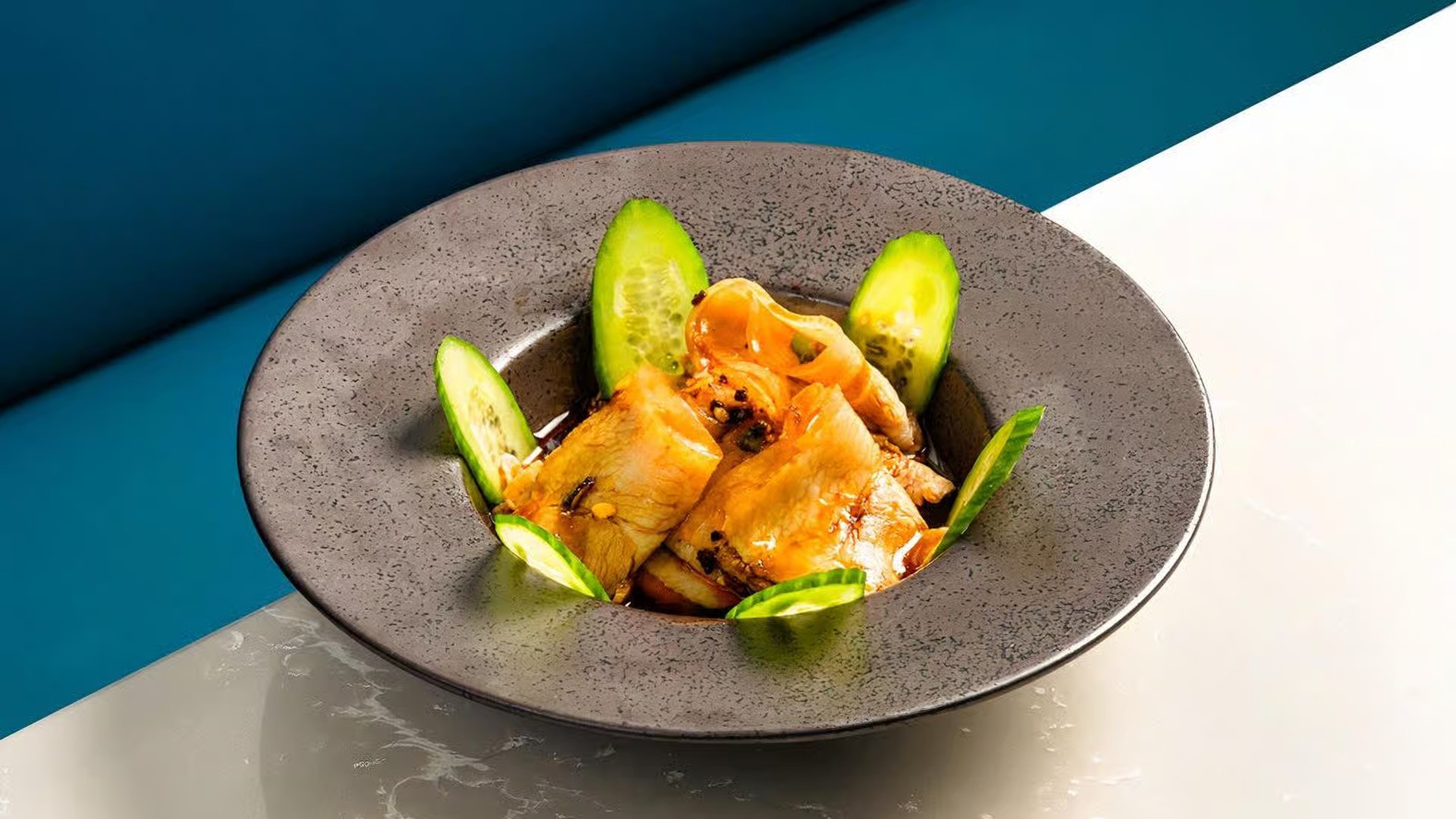 food served on a white plate