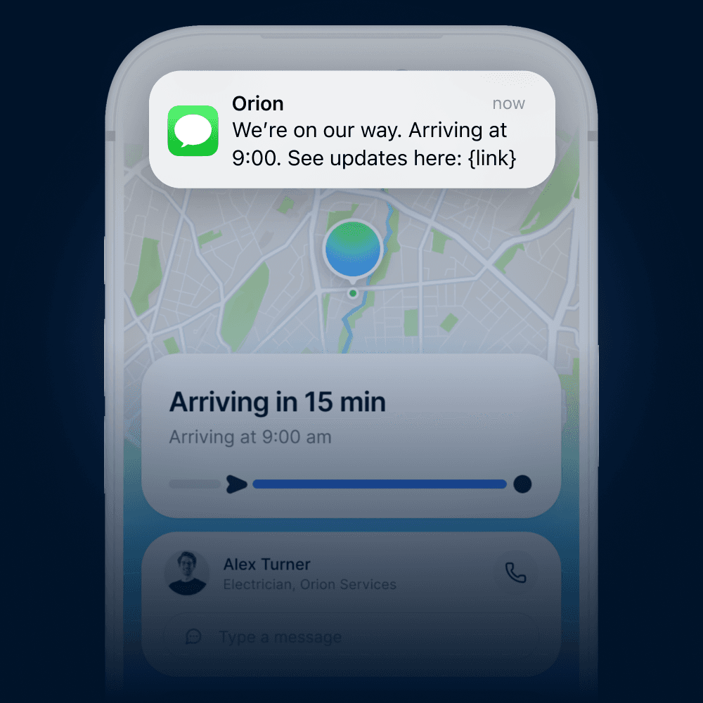 Software that automatically updates ETA and keeps customers informed in real time about arrival
