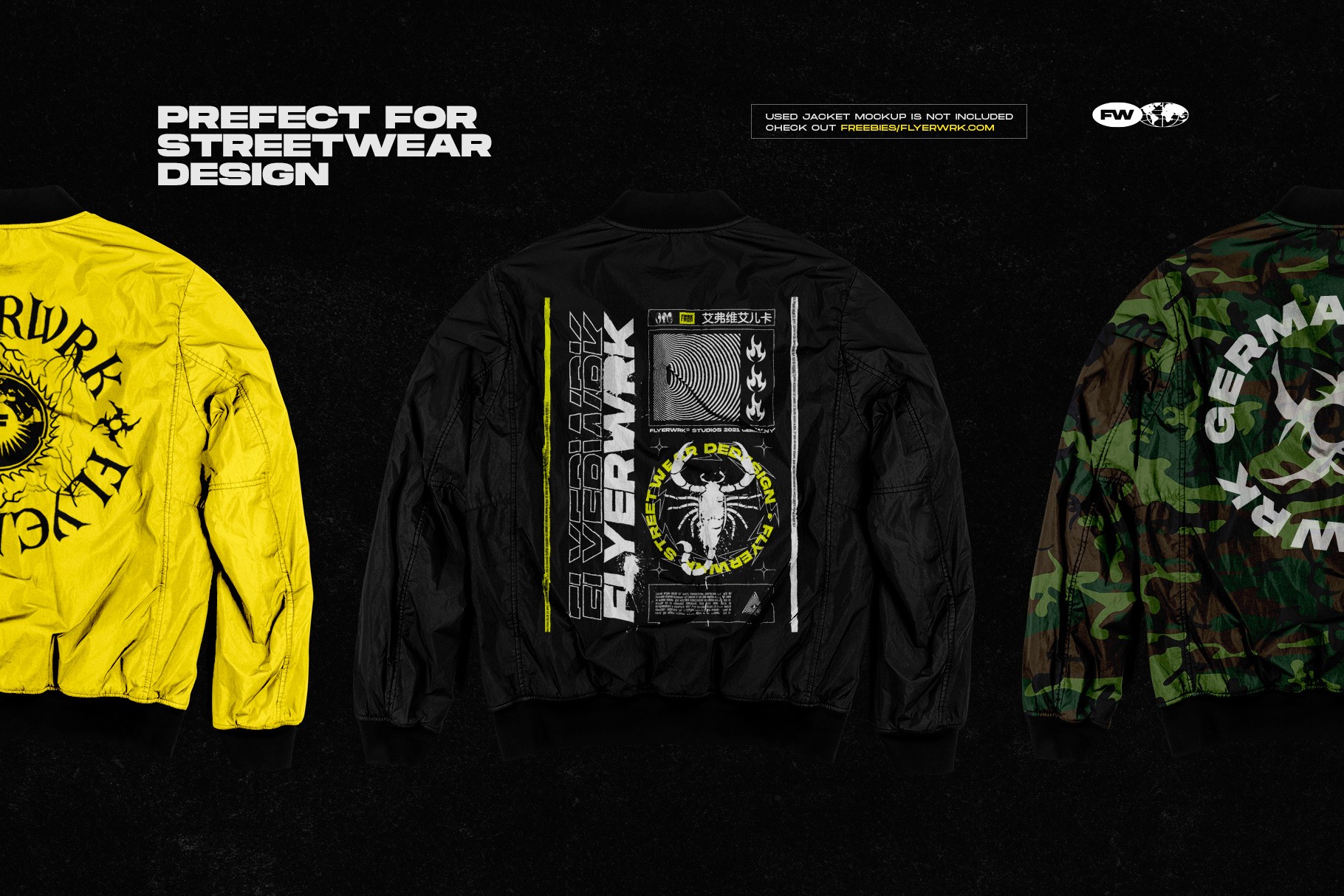 Y2K Abstract Acid Shapes used in streetwear jacket graphic design examples