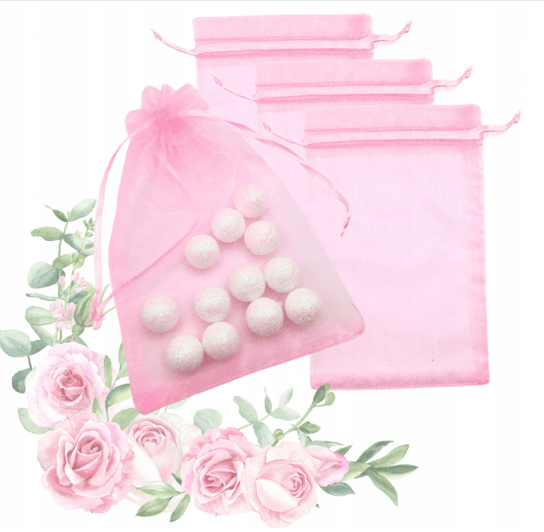 woreczki z organzy różowe