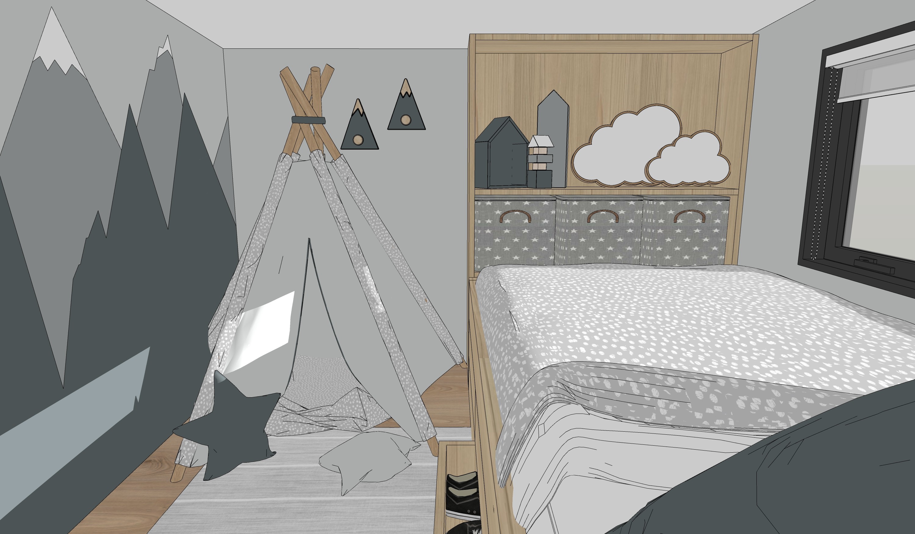 Tiny House Kids Bedroom - Desk Older Kids
