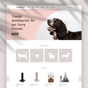 PrePreview of a website selling pet products
