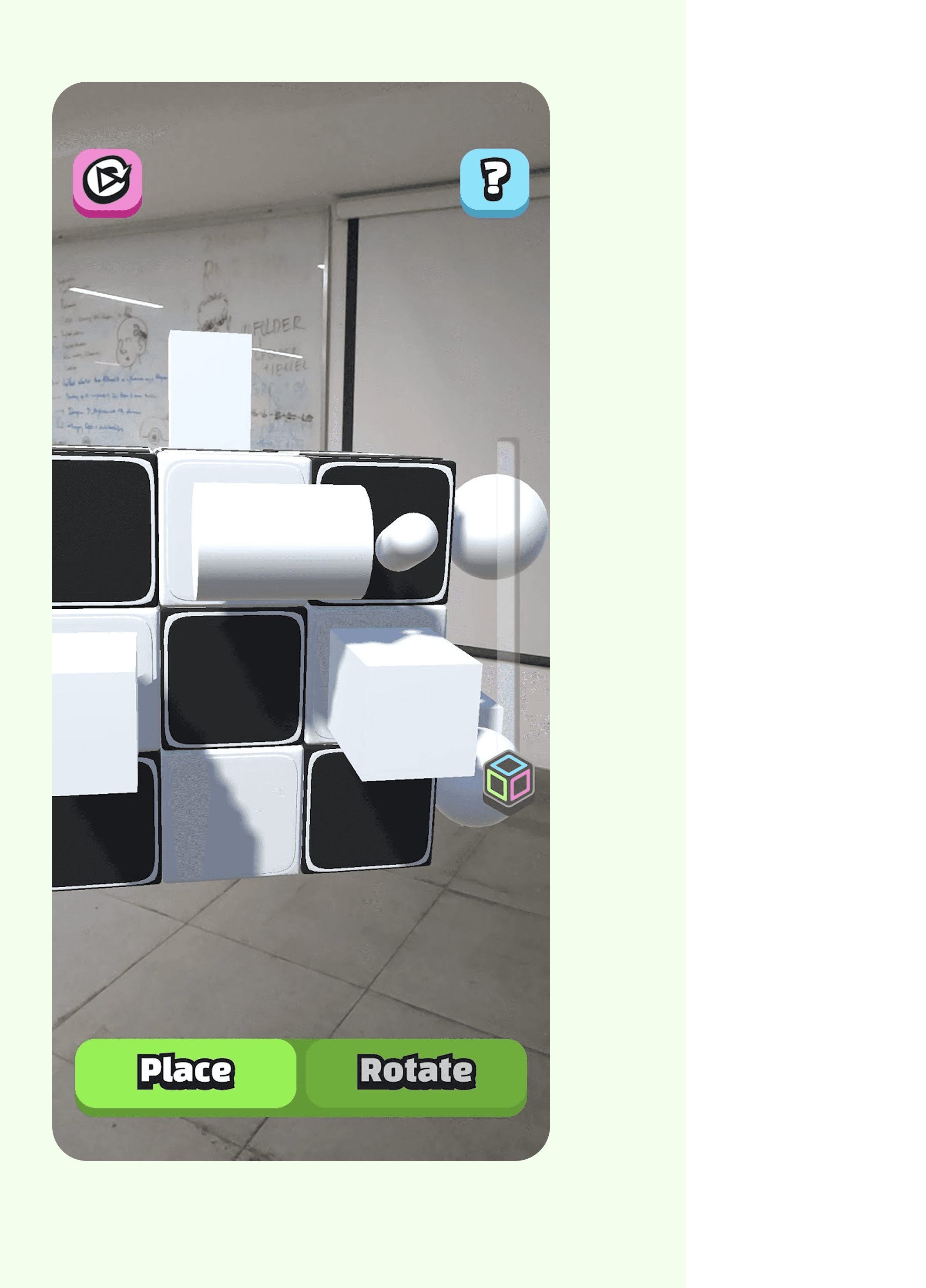 A person wearing headphones sits at a desk with a large curved monitor displaying graphic design software, surrounded by a laptop, smartphone, and potted plant, creating a modern workspace setup.