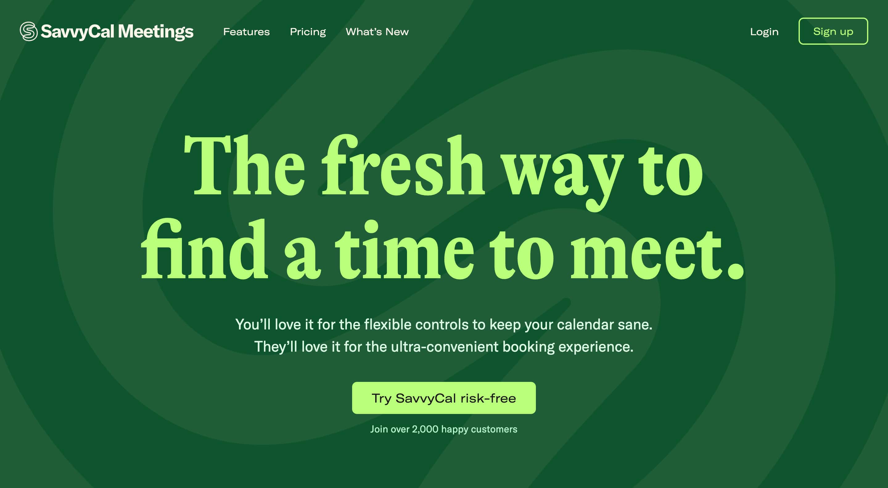 Savvycal homepage hero section showing headline, call-to-action