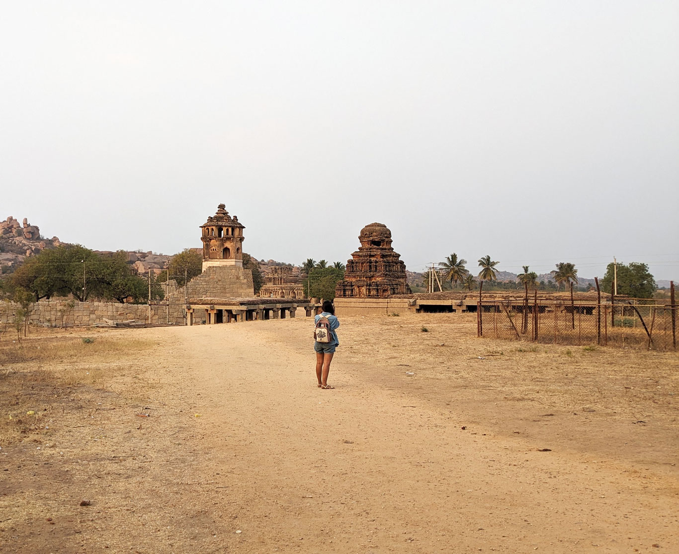 Gabriela among the endless dirt roads of Hampi