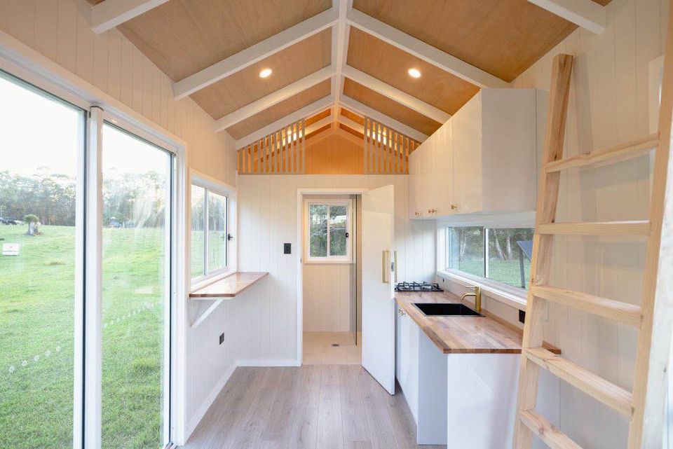 Single-story 6m tiny house interior by Sharper tiny homes