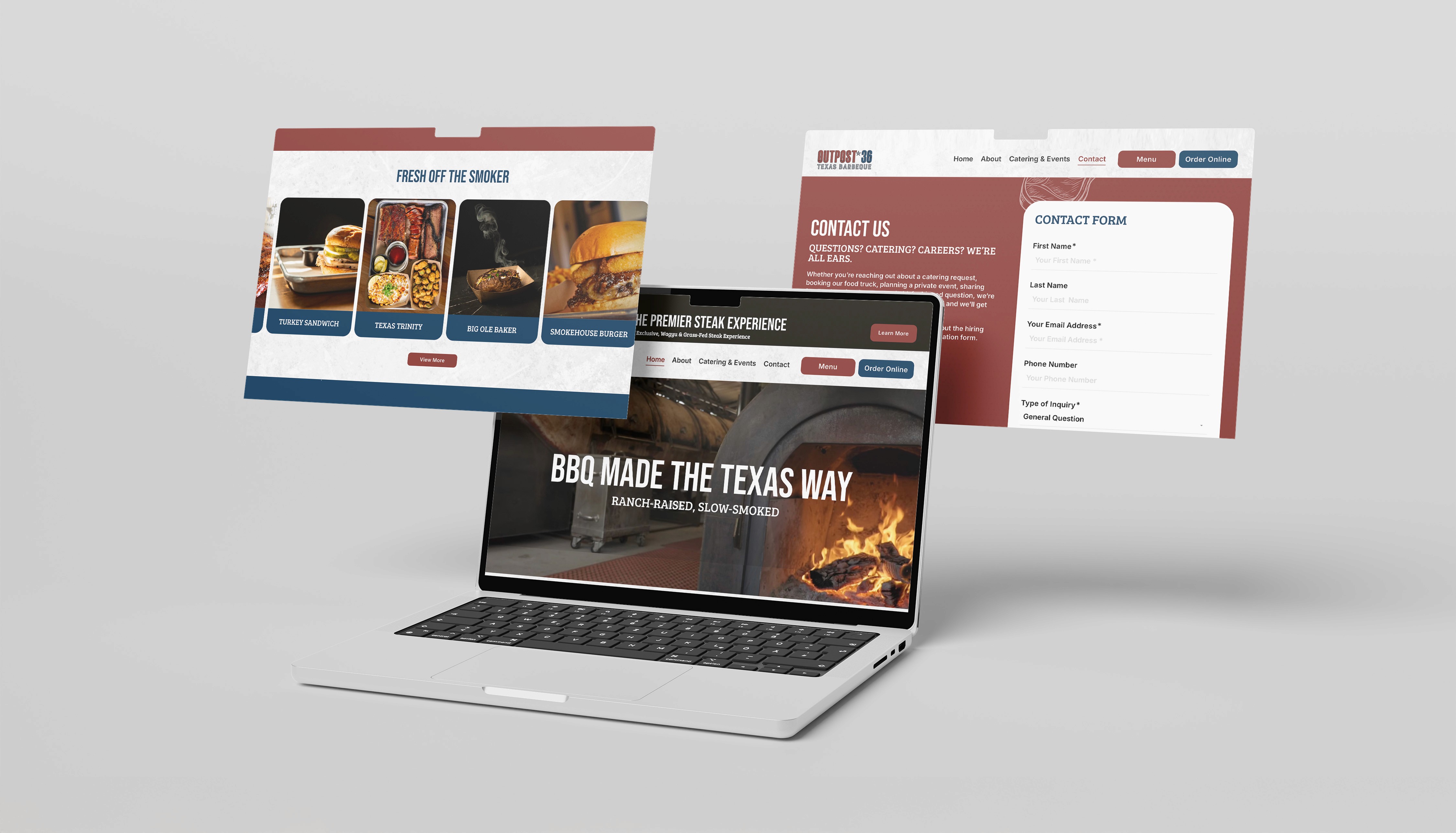 mockup of a restaurant website