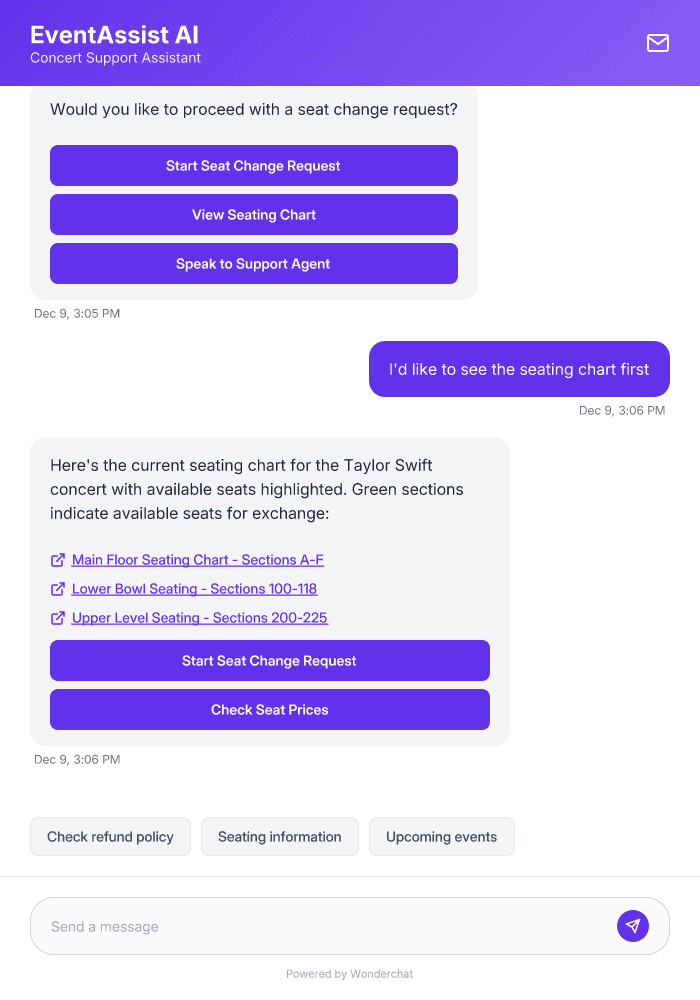 Concert Ticket Support AI Chatbot Template