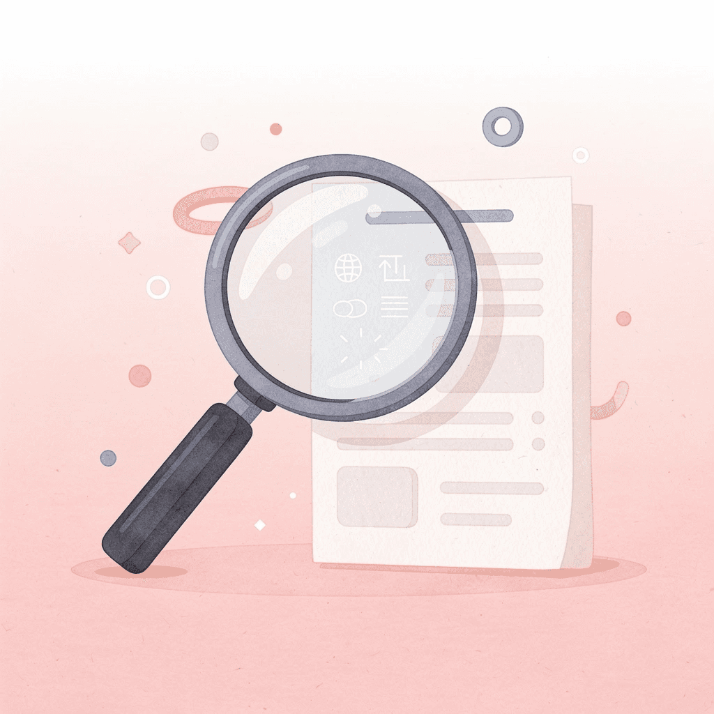 Magnifying glass analyzing document with workflow elements - Document Review Best Practices