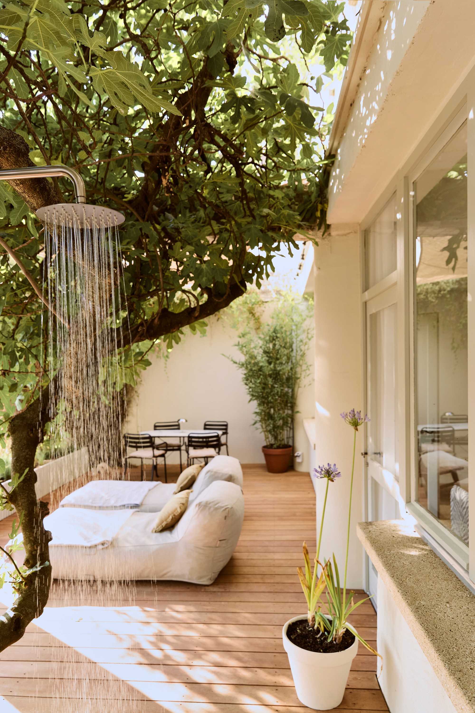 Outdoor terrace with shower