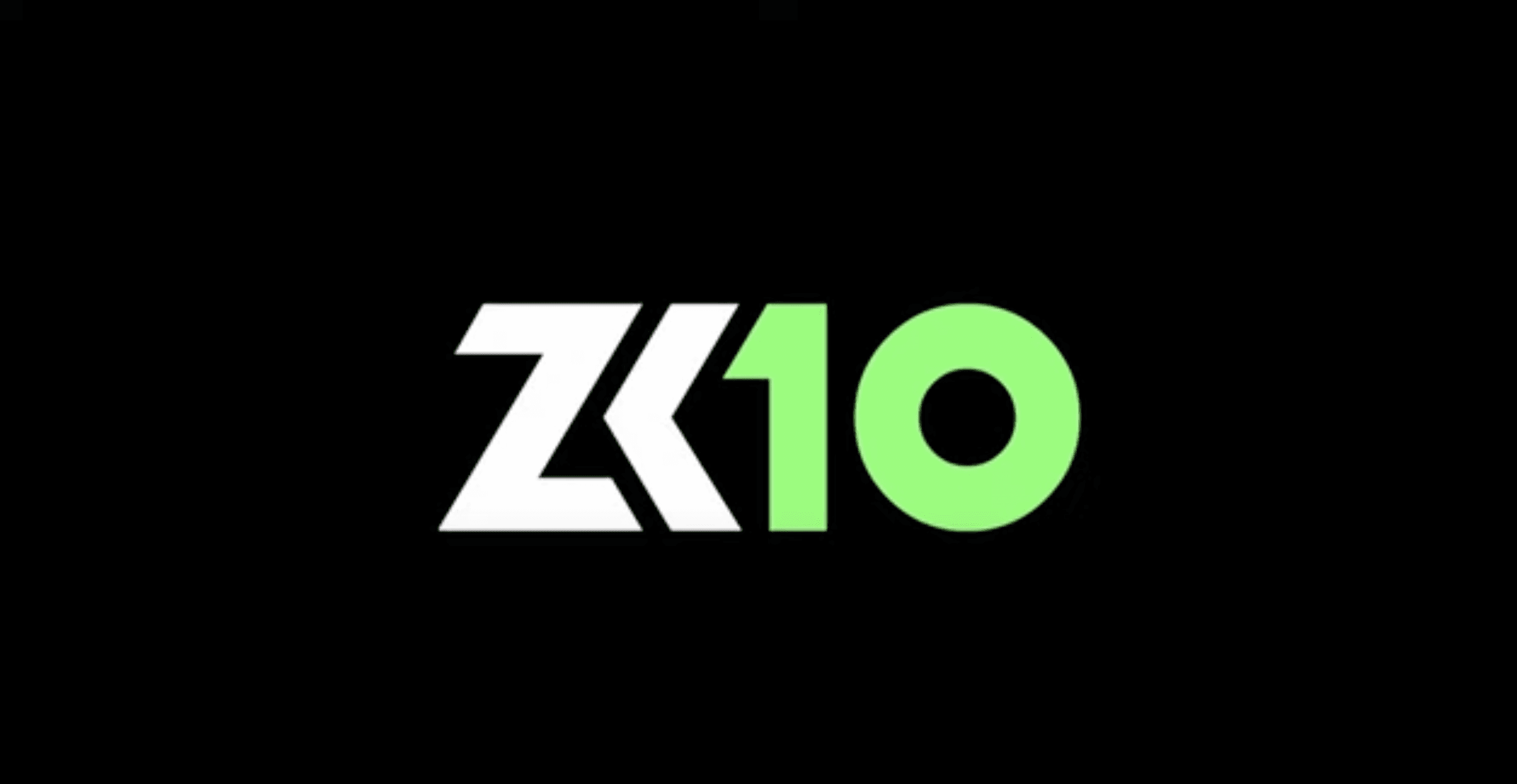 ZL10 logo, ZK in white and 10 in neon green set on a black background. 