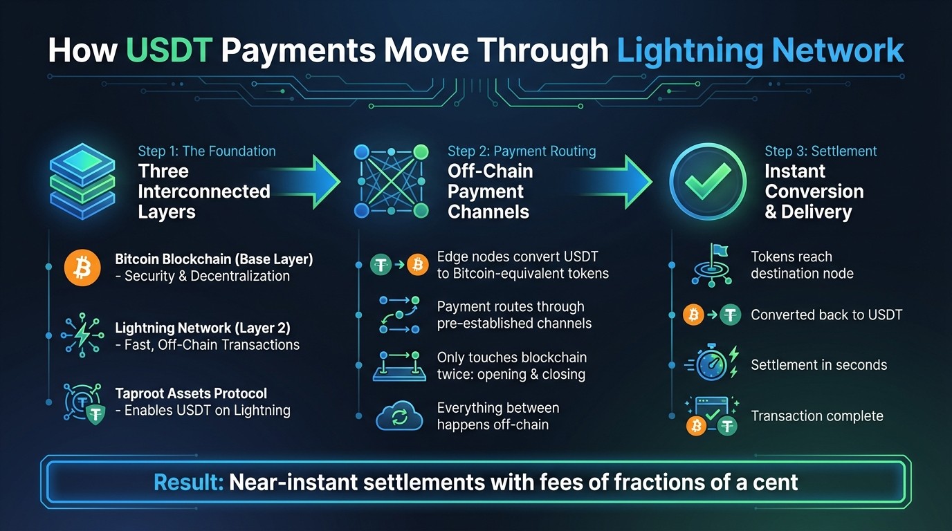 How USDT Payments Move Through Lightning Network in 3 Steps
