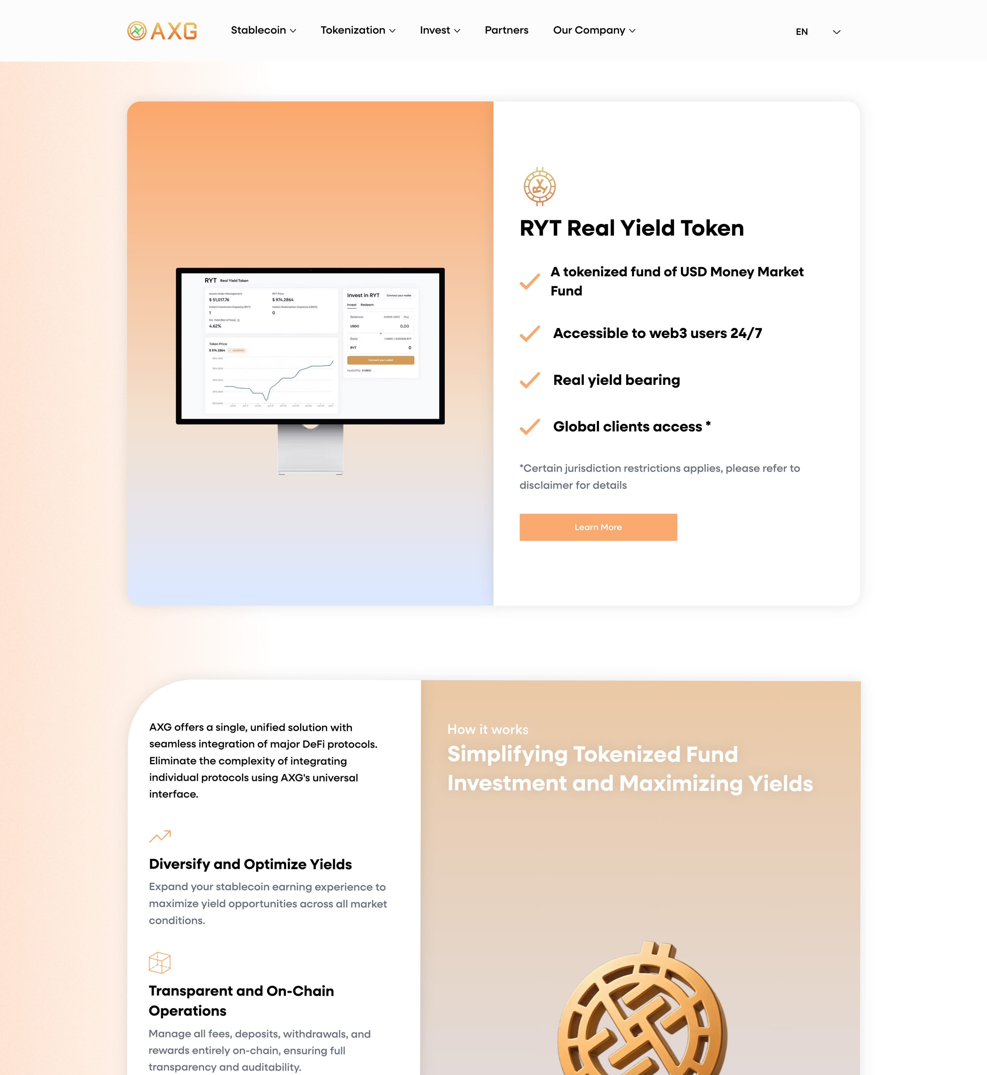 Tokenized fund investment website designed and built on Wix for global crypto clients.