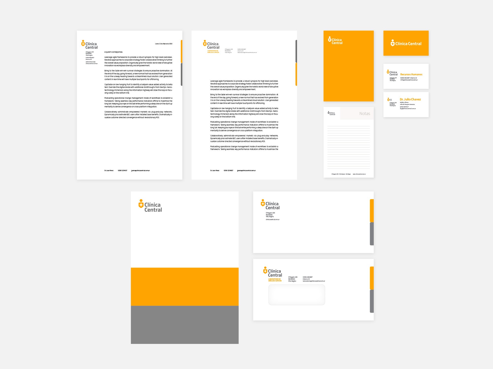 Muestra de la papelería adminsitrativa de Clínica Central.