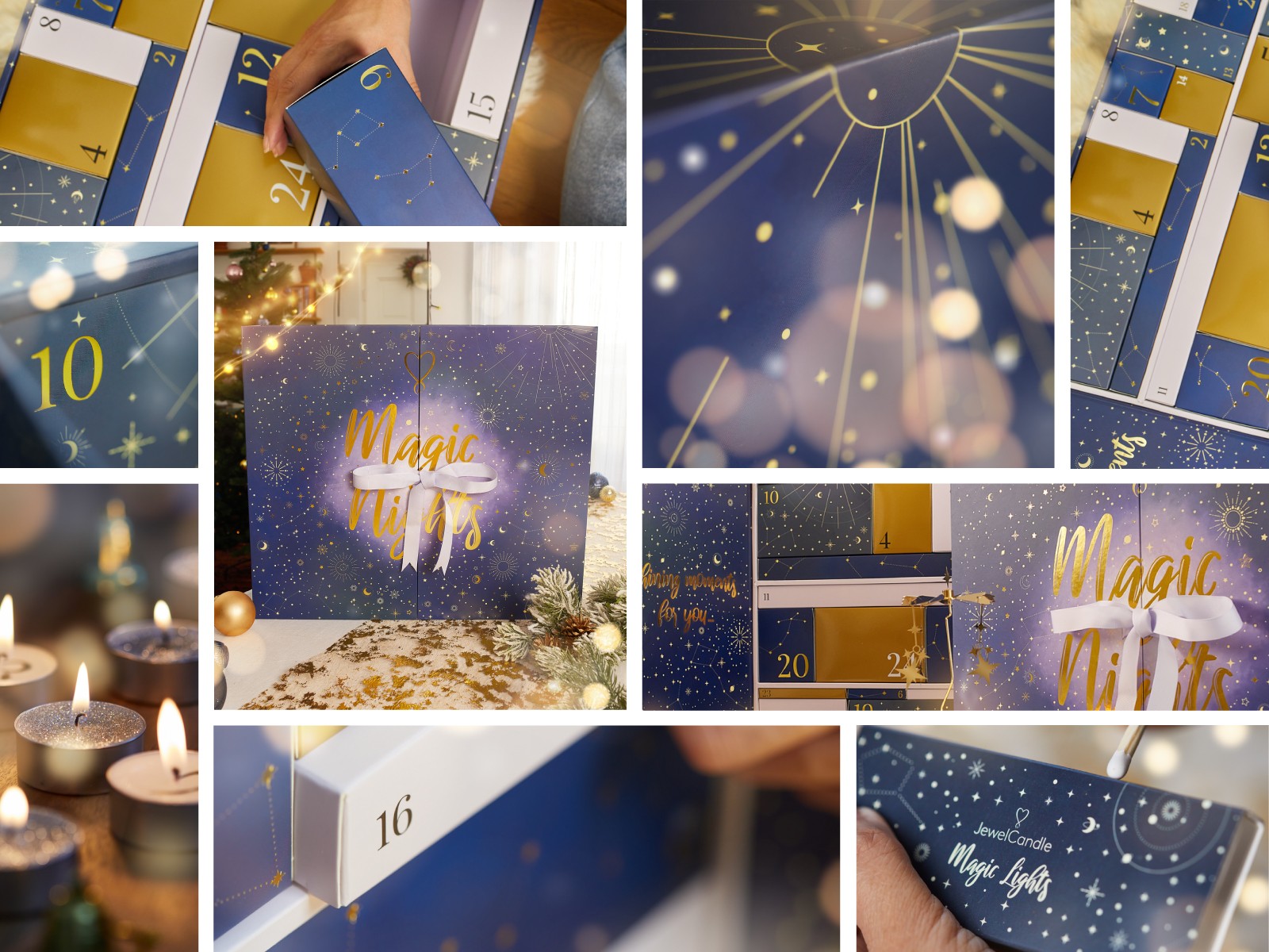 Montage of the advent calendar, close-ups on the patterns, elements