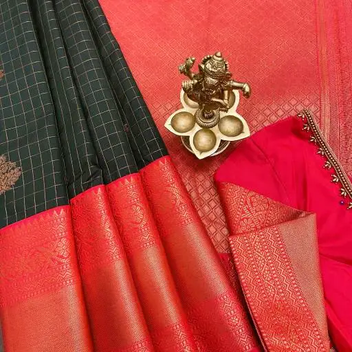 Dark Green Semi Kanchivaram Art Silk Saree