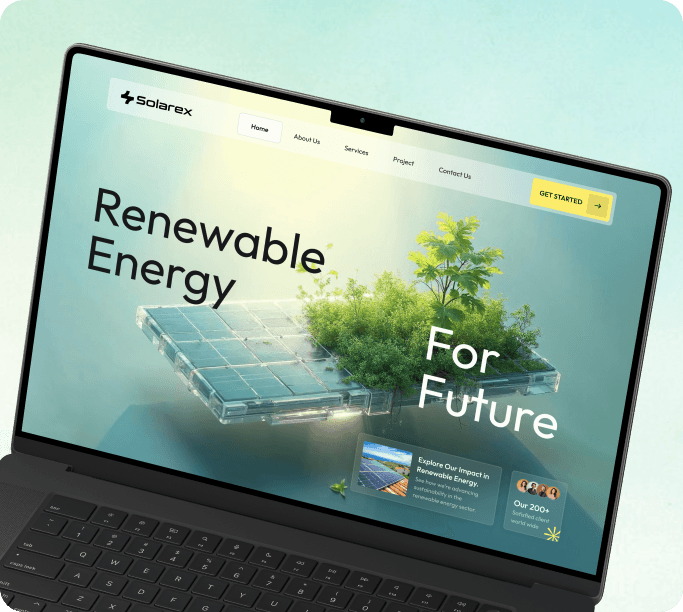 Website design solar panels on laptop screen Aronest Design