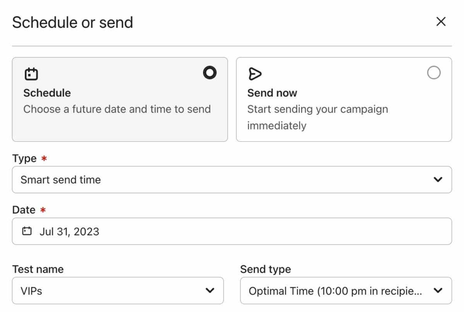 Smart Send Time.jpg – Klaviyo's Smart Send Time scheduling tool, enabling optimal email delivery times based on recipient engagement data.