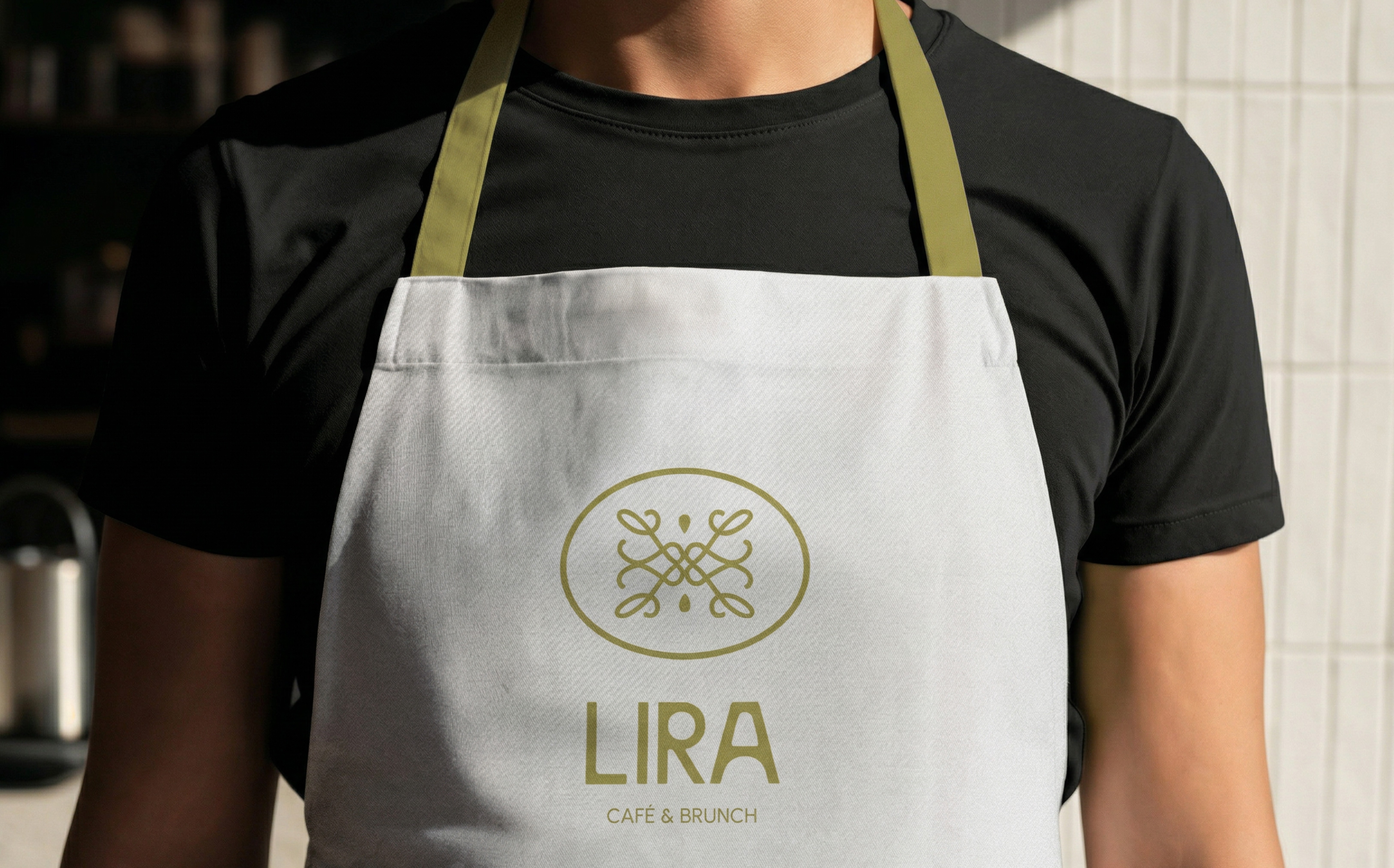 brand mockup restaurant person