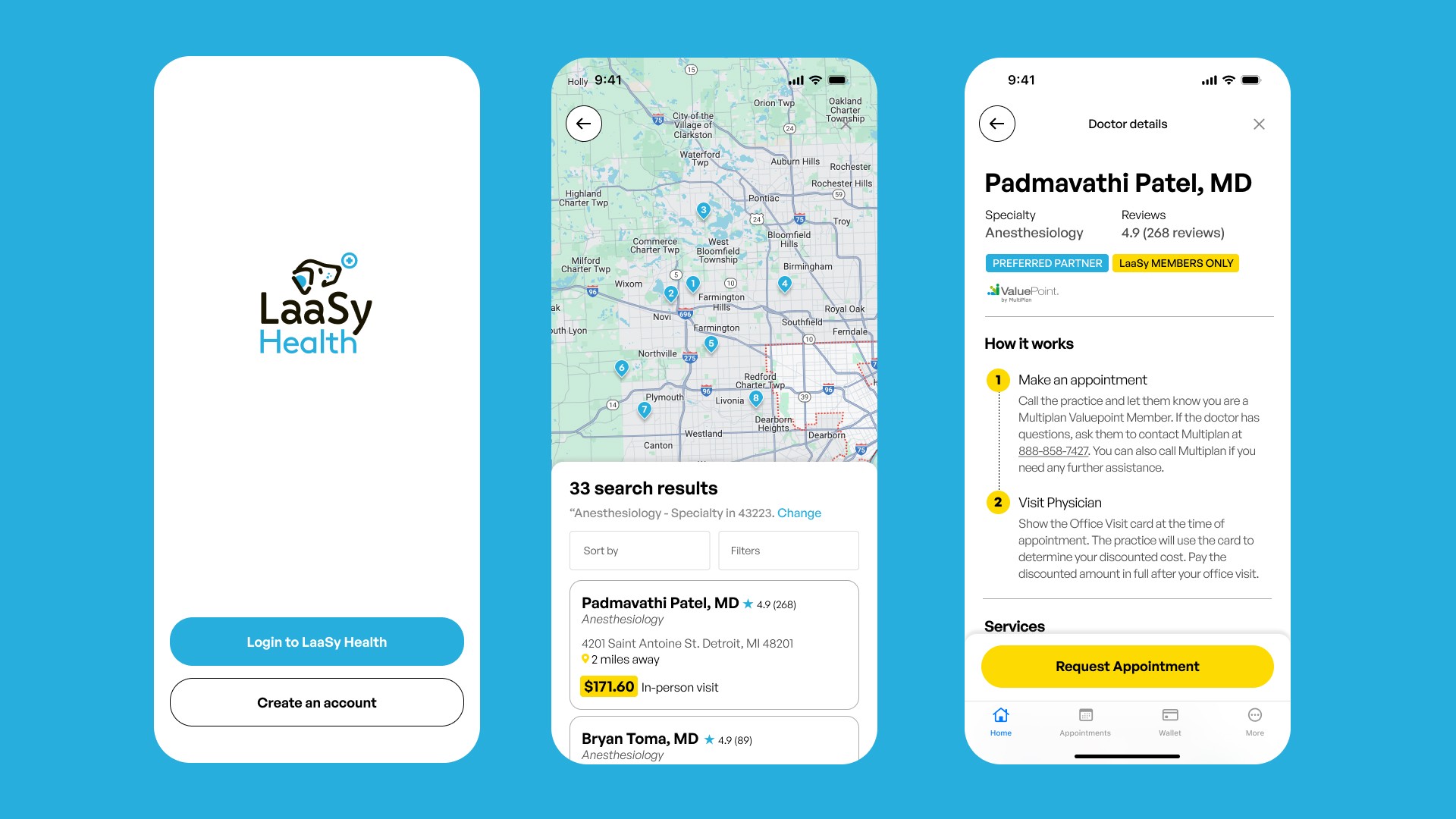 Lassy mobile app screens
