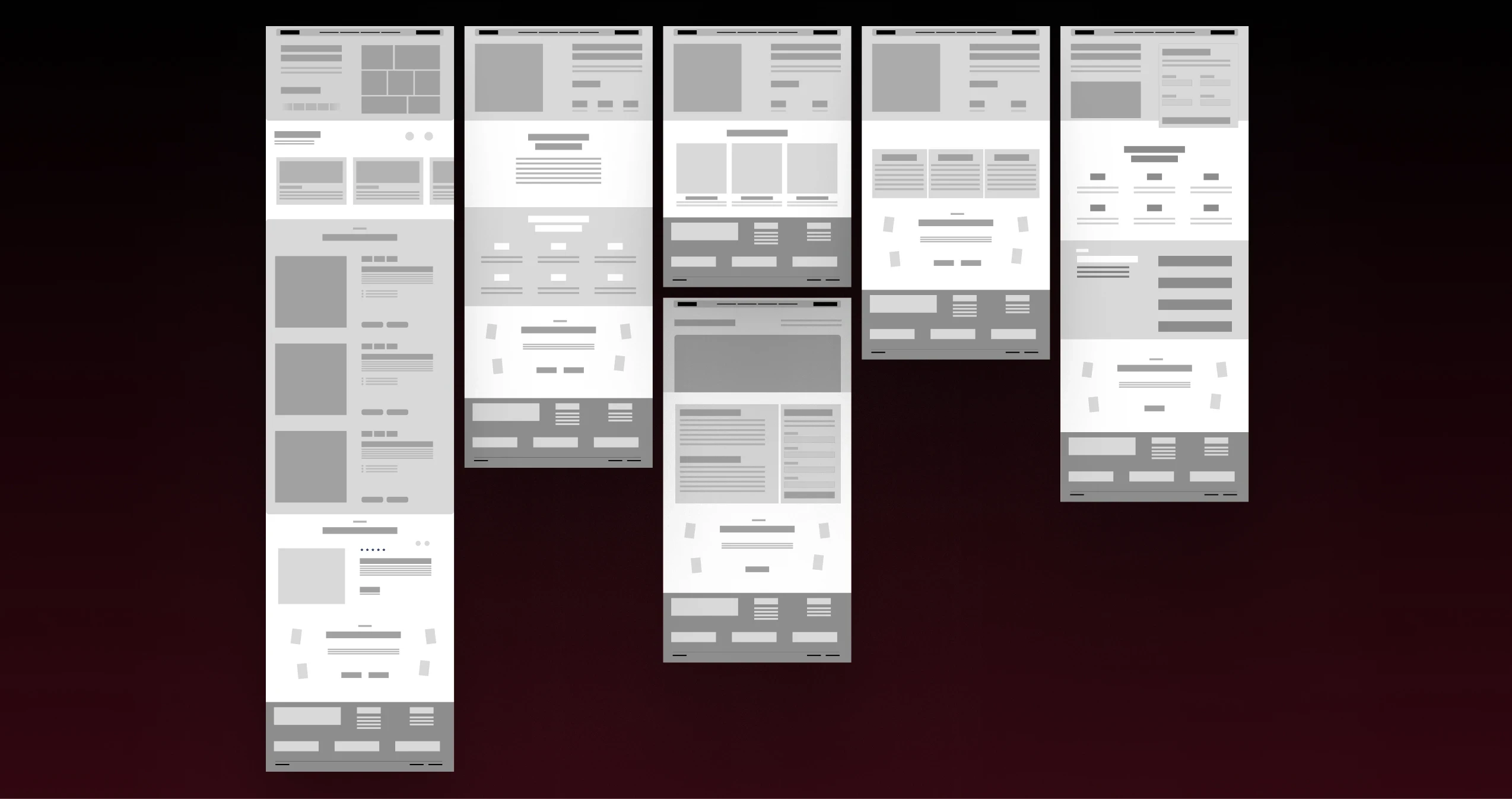 Wireframes des différentes pages du site du centre de formation