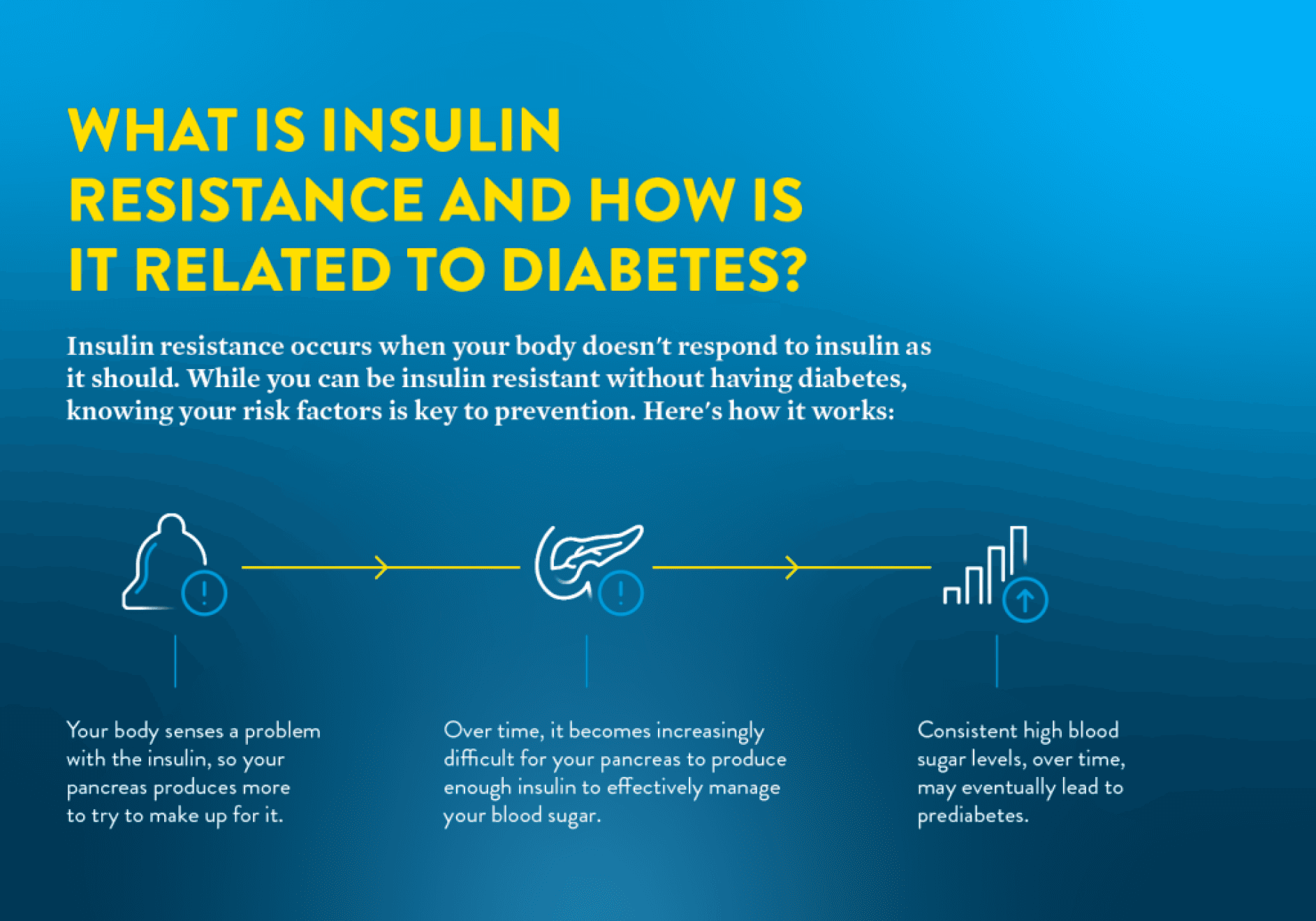 Diagram explaining insulin resistance and its relationship to diabetes.