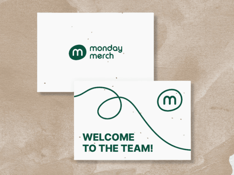 custom paper card with monday merch