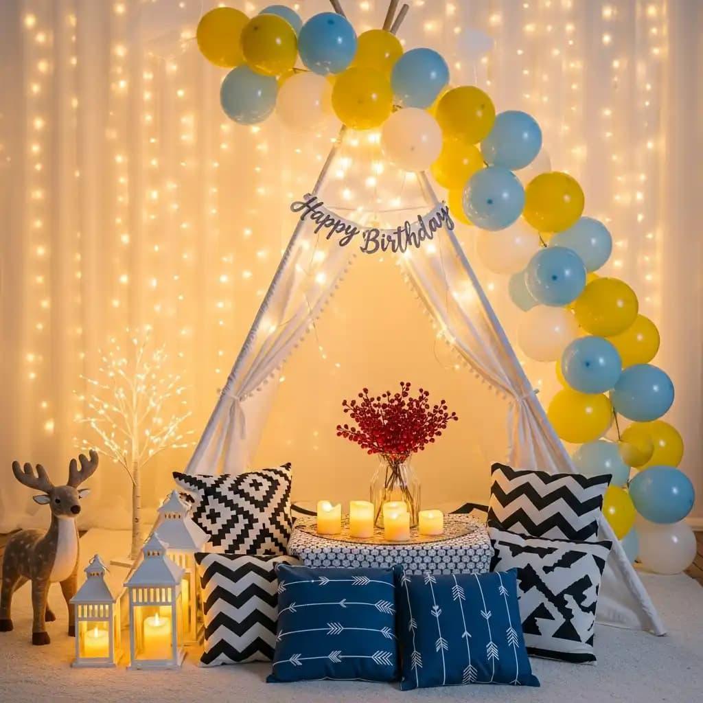 Modern kitchen with a wooden dining table, white chairs, and a hanging light fixture above.