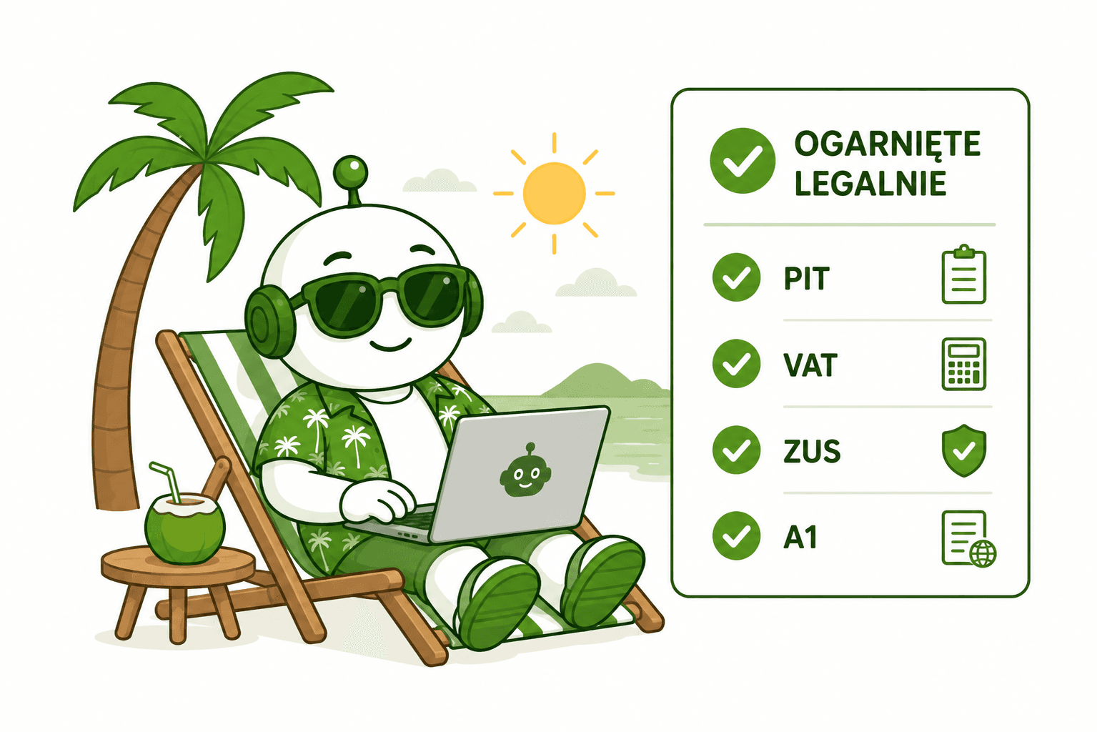 praca zdalna za granicą rozliczona legalnie ilustracja