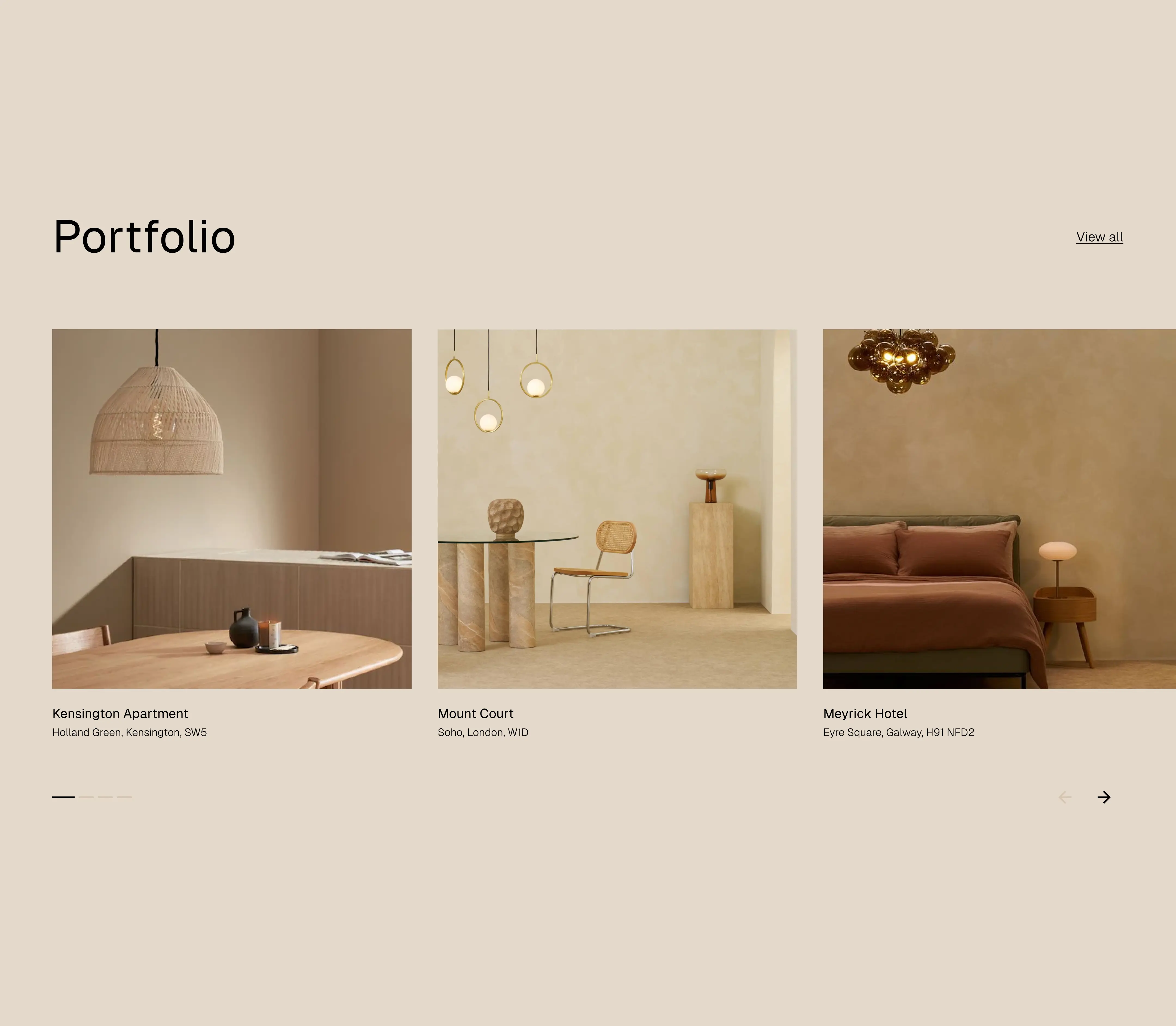 Nexa Interiors portfolio section design by Prevo