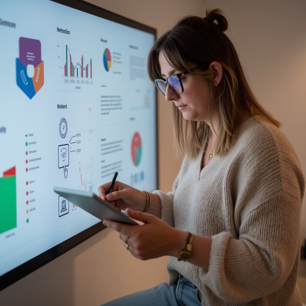 Camille Dawance présentant un schéma d’organisation claire, illustrant la transformation d’une entreprise désorganisée en système structuré