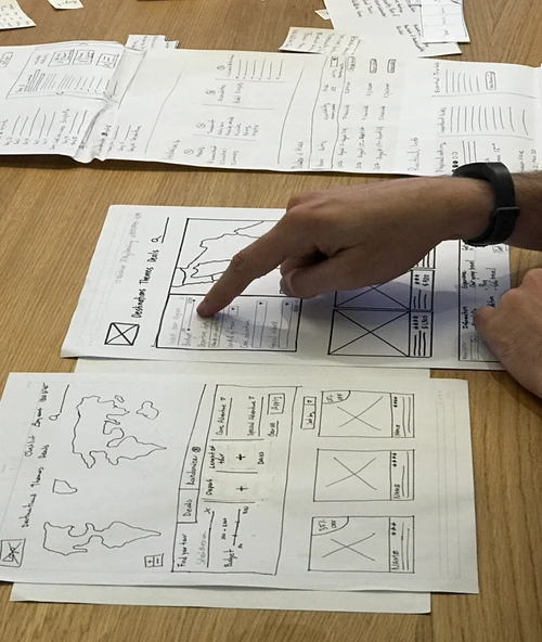 Low-fidelity wireframes for the Intrepid responsive website.